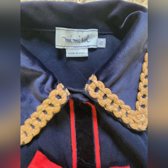 Girl's Designer Midnight Blue Shirt by Mimisol, made in Italy, size 8Y - Picture 4 of 5